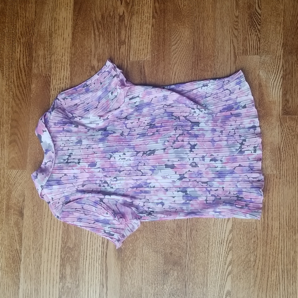 (XS) TanJay Floral Blouse Stretchy & Feminine Ruffle Business Casual Formal - Picture 9 of 10